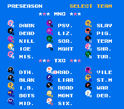 Tecmo Super Bowl - Mutant League Roster Screenthot 2